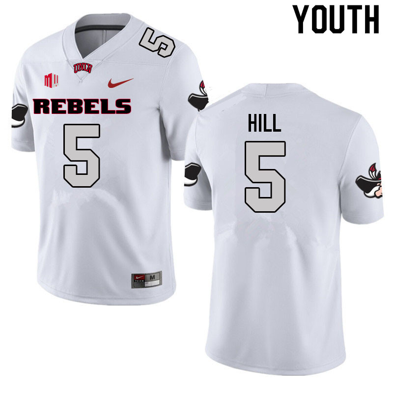 Youth #5 Phillip Hill UNLV Rebels College Football Jerseys Sale-White